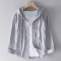 Camisa casual a rayas para hombre - con capucha