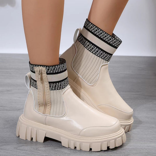 Botines para mujer estilo patchwork con suela gruesa - Marisse