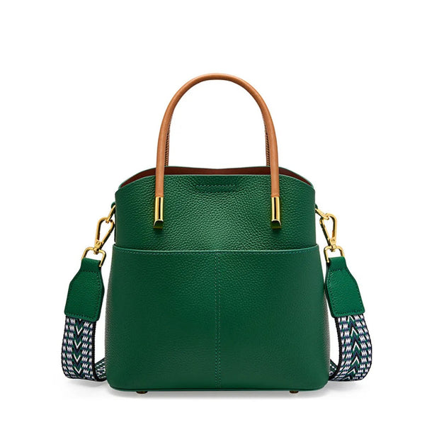 Bolso bucket para mujer de piel granulada con asa doble - Emilia