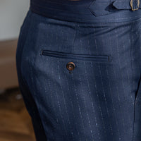 Henry - Pantalón recto de talle alto Nápoles a rayas doradas y plateadas