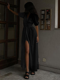 Elsie - Vestido largo con botones y escote francés