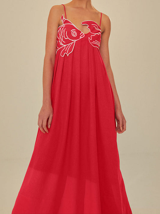Scarlett - Vestido Semi-Transparente Peces Bordados