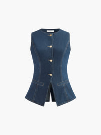 Saula - Conjunto de chaleco vaquero con pantalón corto