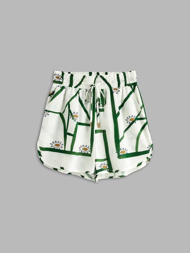 Julia - Conjunto de pantalón corto con cordón estampado