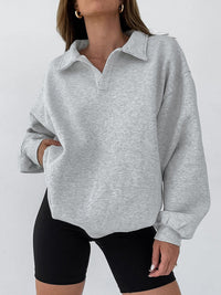 Sudadera de felpa para mujer cuello polo - Hildrun