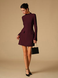 Sabina - Vestido liso minimalista de cuello alto
