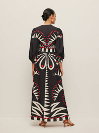 Dinah - Vestido con escote en V y estampado boho