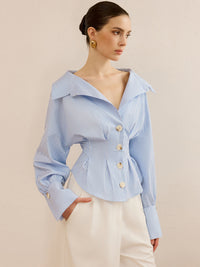Blusa de mujer de rayas con cuello amplio - Anny