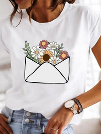 Osalinda - Elegante camiseta con extravagantes diseños veraniegos