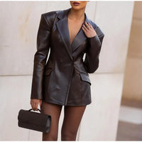 Blazer mujer efecto piel cintura entallada - Odile