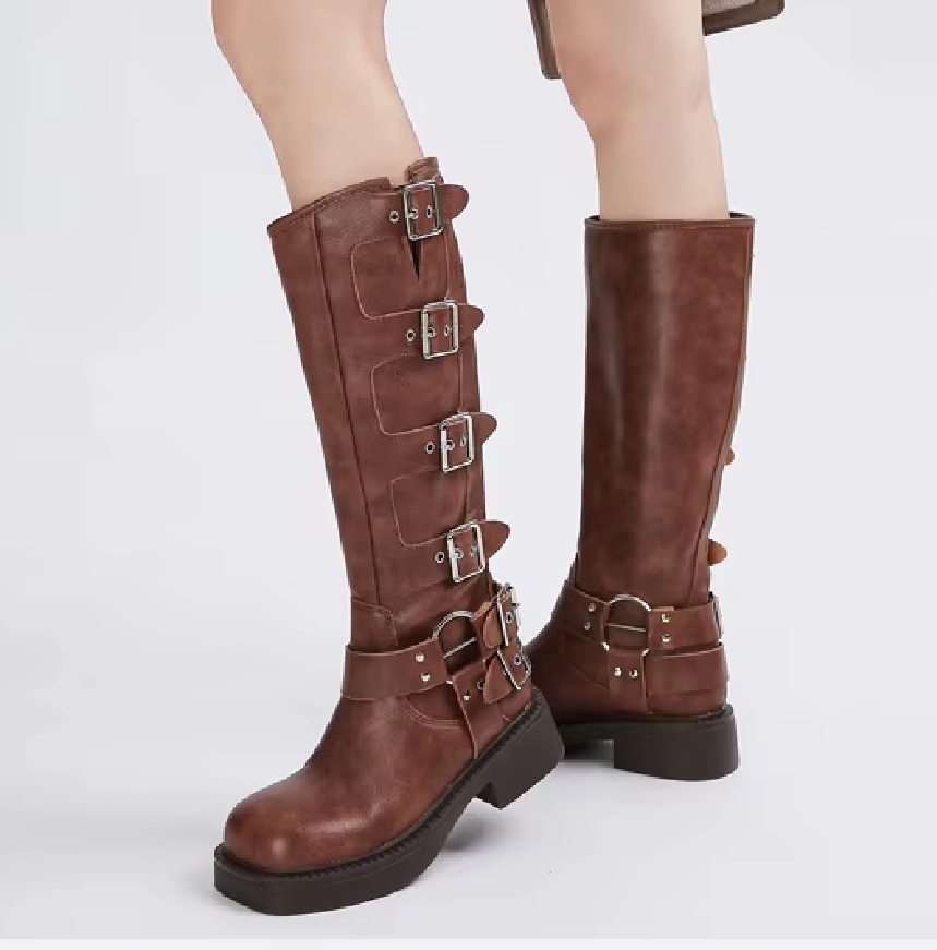 Rihana - Botas de caña ancha con tacón
