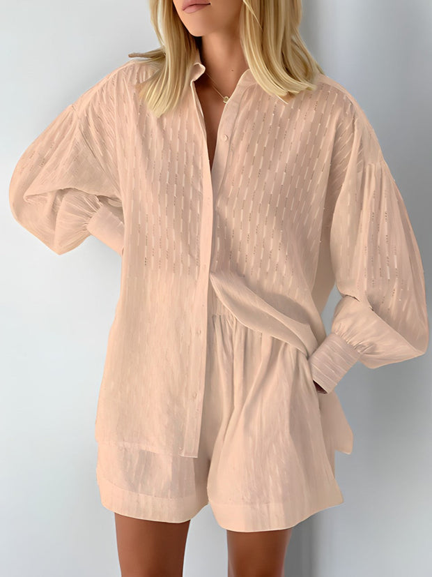 Elena - Camisa elegante y pantalones cortos