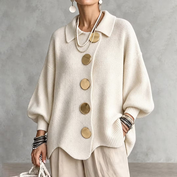 Cárdigan de punto para mujer con cuello y botones - Amalia