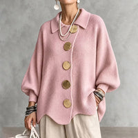 Cárdigan de punto para mujer con cuello y botones - Amalia