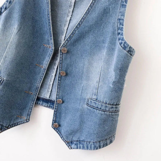 Chaleco de Denim Elegancia Femenina