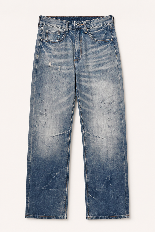 Jeans hombre pierna recta efecto lavado con desgastes - Wigbert