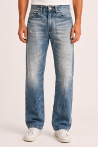 Jeans hombre pierna recta efecto lavado con desgastes - Wigbert