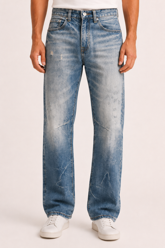 Jeans hombre pierna recta efecto lavado con desgastes - Wigbert