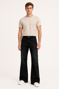 Jeans flare para hombre de pierna ancha en denim lavado claro - Konrad