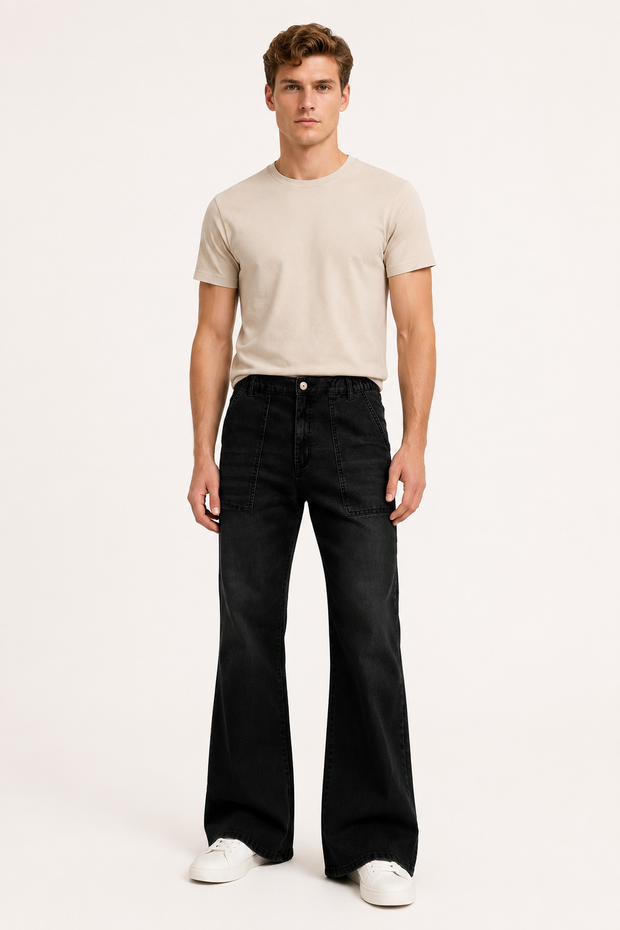 Jeans flare para hombre de pierna ancha en denim lavado claro - Konrad