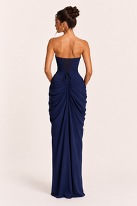 Vestido largo mujer evento elegante corte ajustado abertura lateral - Ottilie
