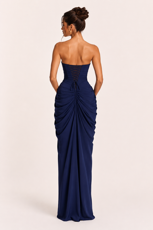 Vestido largo mujer evento elegante corte ajustado abertura lateral - Ottilie