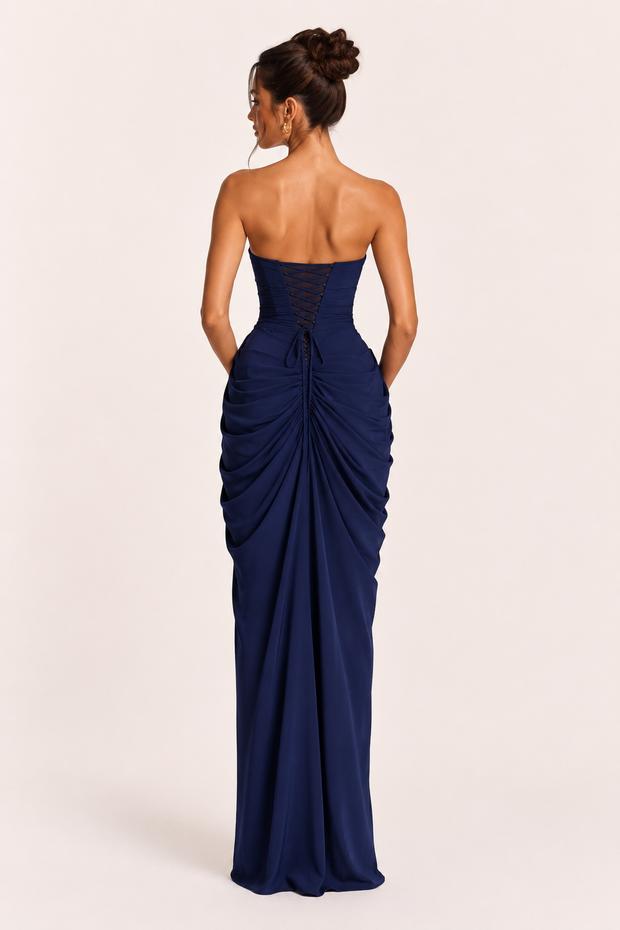 Vestido largo mujer evento elegante corte ajustado abertura lateral - Ottilie