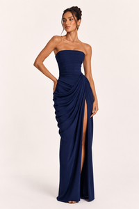 Vestido largo mujer evento elegante corte ajustado abertura lateral - Ottilie