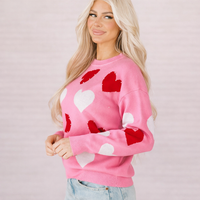 Jersey femenino de punto con estampado de corazones - Mairit