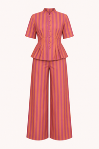 Conjunto elegante de blusa de manga corta y pantalón - Caussie