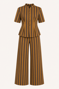 Conjunto elegante de blusa de manga corta y pantalón - Caussie