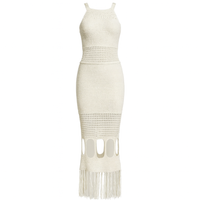 Vestido largo de punto calado cuello halter - Selinne