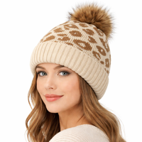 Gorro tejido para mujer con pompón de una capa - Zireon