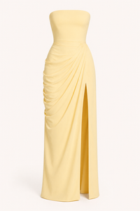 Vestido largo mujer evento elegante corte ajustado abertura lateral - Ottilie