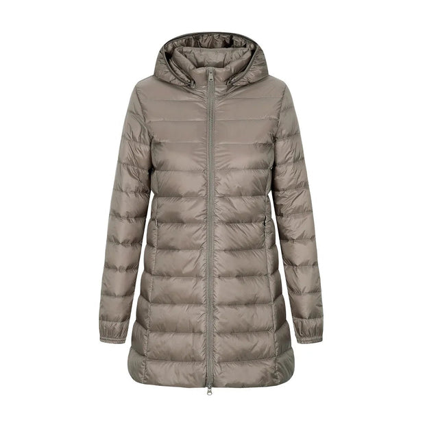 Chaqueta mujer acolchado largo con capucha - Yvette