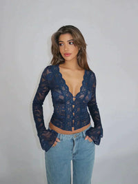 Carina - Blusa de encaje de moda moderna