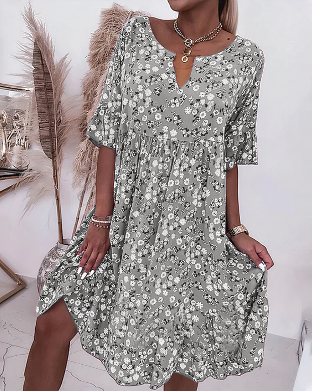 ENID - Vestido floral de media manga