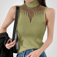 Charlotte - Top de punto transparente con cuello halterneck