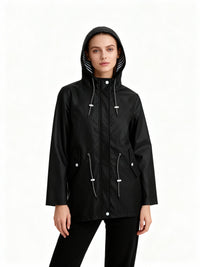 Chaqueta impermeable para mujer de silueta recta con capucha - Alvindra