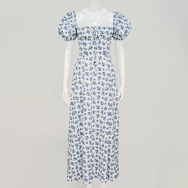 Pauline - Maxivestido floral con mangas abullonadas