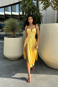 Stefania - Vestido largo maxi con escote en V