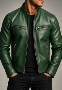 Cazadora biker hombre efecto piel cuello mao cuatro bolsillos cremallera - Kaelor