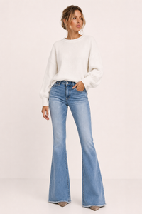 Jeans flare de mujer de cintura alta con pierna acampanada - Greta