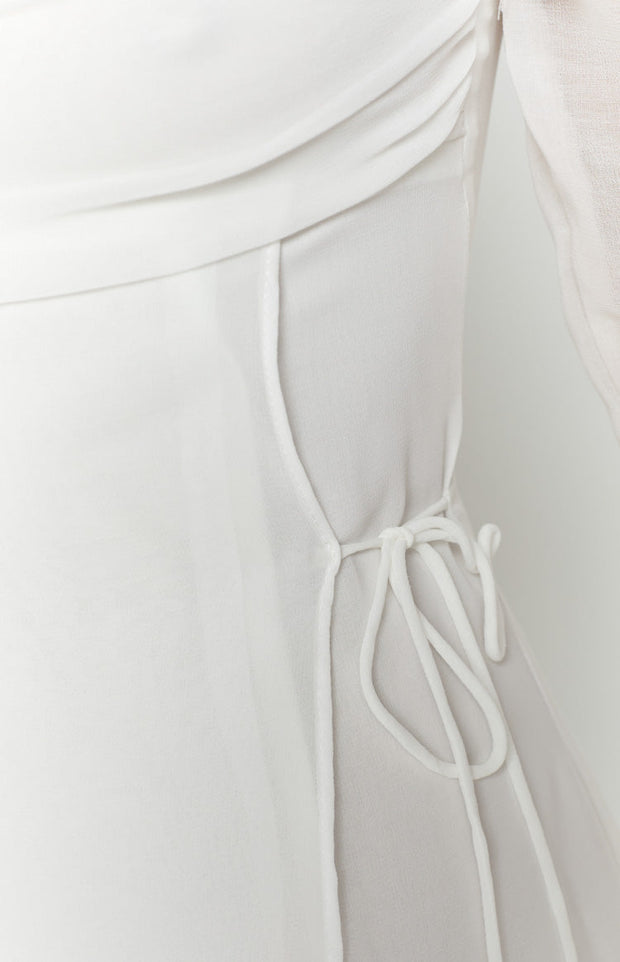 Constanza - Vestido mini blanco de manga larga