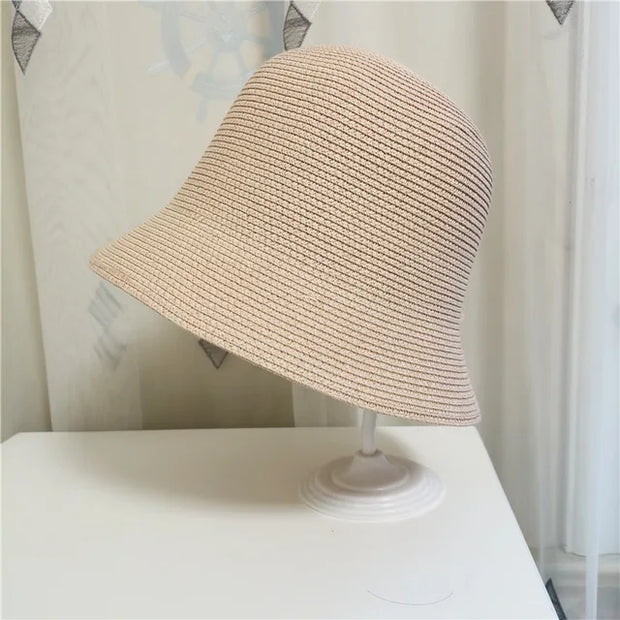 Elegante sombrero monocolor de paja transpirable