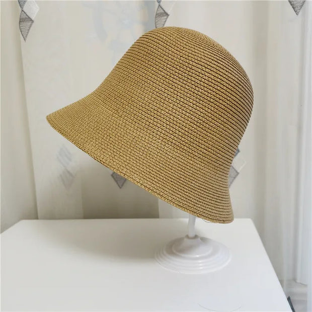 Elegante sombrero monocolor de paja transpirable