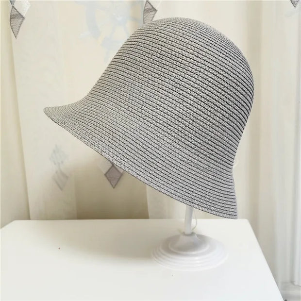 Elegante sombrero monocolor de paja transpirable