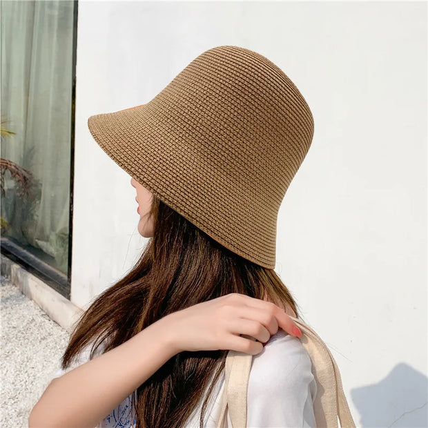 Elegante sombrero monocolor de paja transpirable