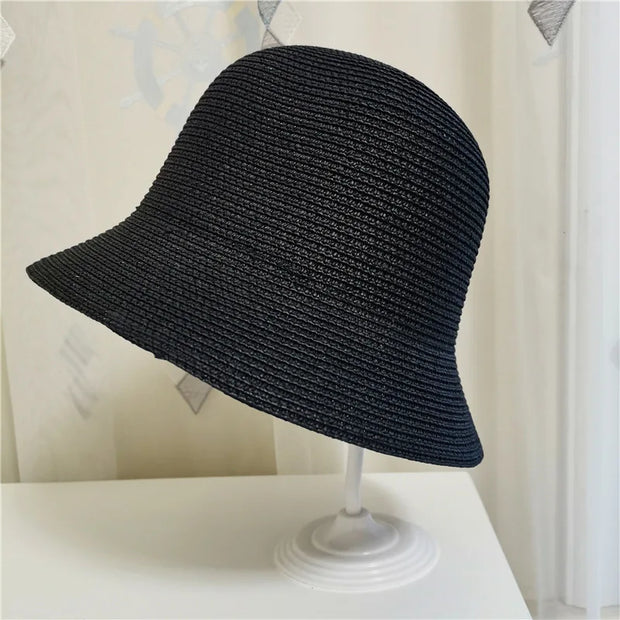 Elegante sombrero monocolor de paja transpirable