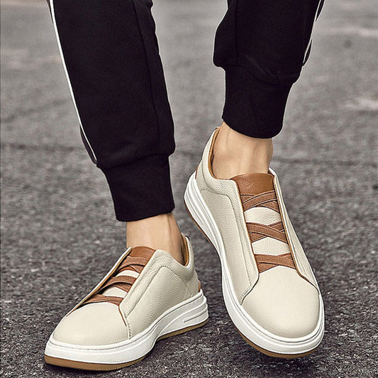 Zapatillas bajas para hombre de piel auténtica sin cordones estilo casual - Renato